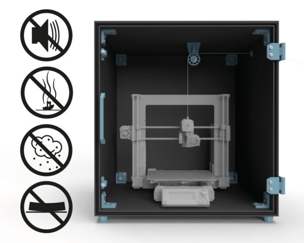 Advantages of the 3D printer enclosure are less noise, less smell, dust-free 3D printer and less warping