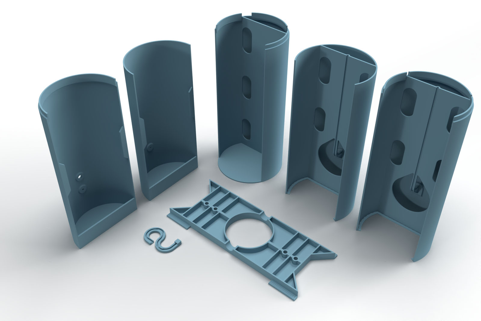 rendering-3d-print-led-pendant-light-lamp-all-included-templates-stl-files Rendering of all included models (STL files) from the 3D printing project LED pendant lamp DIY for self-assembly